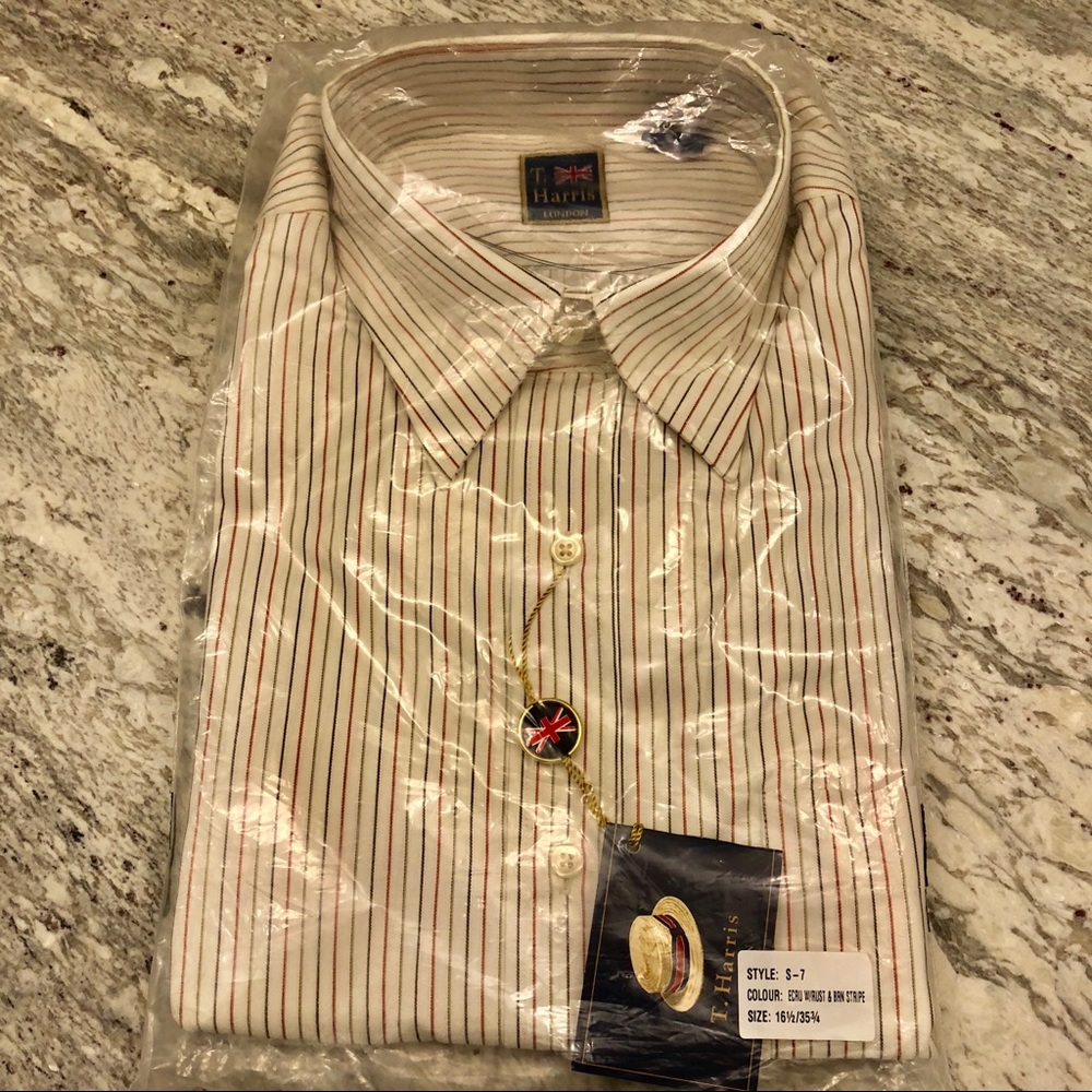 T Harris London stipe Long Sleeve dress shirt NWT